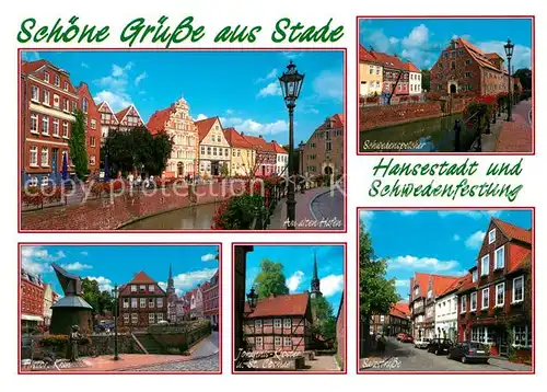 AK / Ansichtskarte Stade_Niederelbe Schwedenfestung Hansestadt Hafen Holzkran Salzstrasse Schwedenspeicher Stade Niederelbe