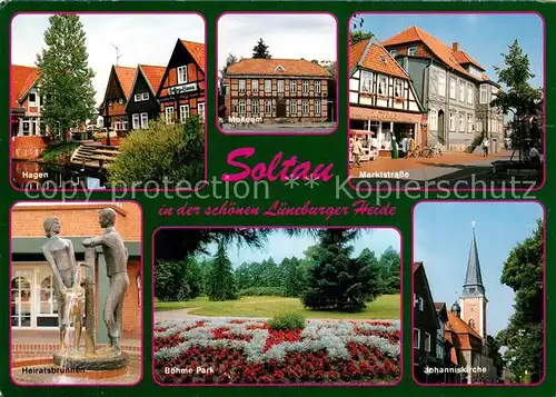AK / Ansichtskarte Soltau Heiratsbrunnen Hagen Fachwerk Museum Boehme Park  Soltau