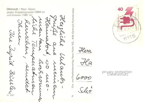 AK / Ansichtskarte Ohlstadt gegen Zugspitzgruppe und Kramer Ohlstadt