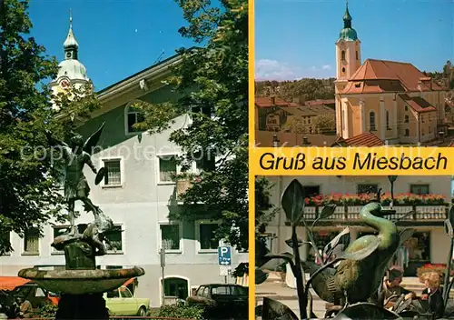 AK / Ansichtskarte Miesbach Pfarrkirche und Michaelsbrunnen Miesbach