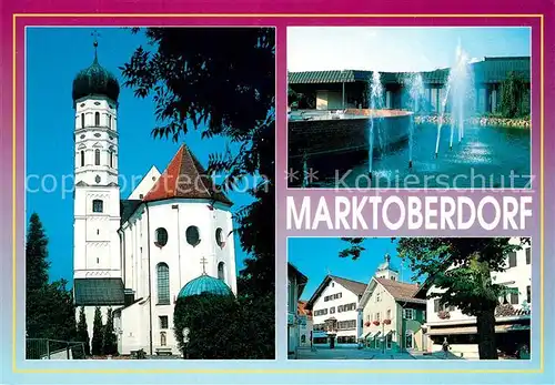 AK / Ansichtskarte Marktoberdorf Brunnen Kirche Marktoberdorf