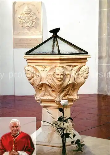 AK / Ansichtskarte Marktl_Inn Taufstein Anselm Sickinger Pabst Benedikt Marktl_Inn