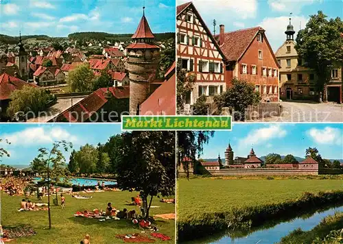AK / Ansichtskarte Lichtenau_Mittelfranken Blick von der Burg Marktplatz Schwimmbad Burg Lichtenau Mittelfranken
