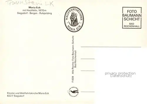 AK / Ansichtskarte Maria_Eck mit Hochfelln Siegsdorf Bergen Ruhpolding Maria_Eck