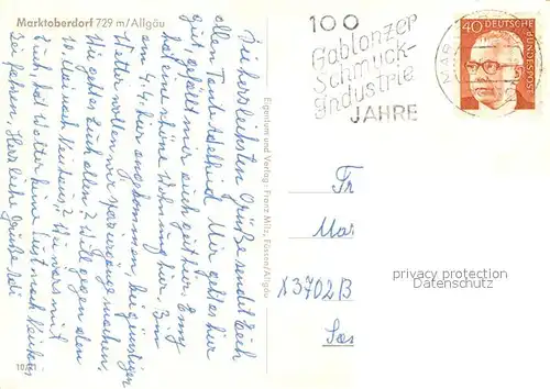 AK / Ansichtskarte Marktoberdorf mit Geisshorn Ponten Alpspitze Einstein Marktoberdorf