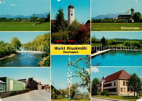 AK / Ansichtskarte Bruckmuehl_Rosenheim Weihenlinden Freibad Maibaum Bruckmuehl Rosenheim