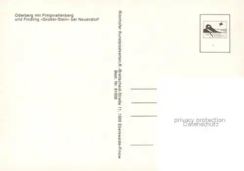 AK / Ansichtskarte Oderberg_Mark mit Pimpinellenberg und Findling bei Neuendorf Oderberg Mark