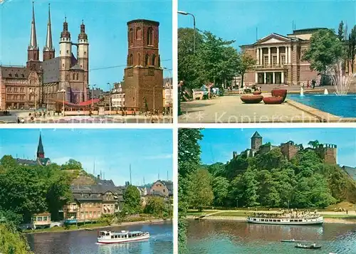 AK / Ansichtskarte Halle_Saale Markt Kirche Roter Turm Theater des Friedens Kroellwitz Burg Giebichenstein Halle_Saale