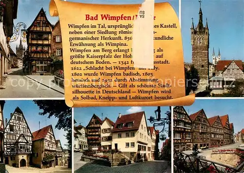 AK / Ansichtskarte Bad_Wimpfen Motive Altstadt Fachwerkhaeuser Turm Chronik Bad_Wimpfen
