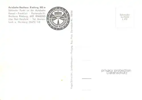 AK / Ansichtskarte Rimberg_Bad_Hersfeld Autobahn Rasthaus Fliegeraufnahme Rimberg_Bad_Hersfeld