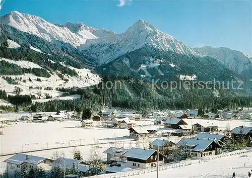 AK / Ansichtskarte Fischen_Allgaeu mit Entschenkopf Nebelhorn Rubihorn Allgaeuer Alpen Winterlandschaft Fischen Allgaeu