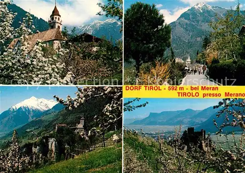 AK / Ansichtskarte Dorf_Tirol Schloss Tirol Brunnenburg Wanderweg Baumbluete Alpenpanorama Dorf_Tirol