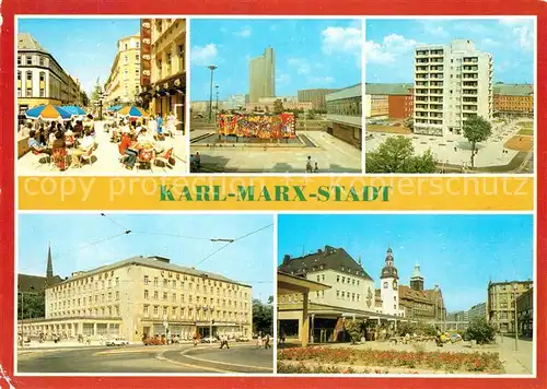 AK / Ansichtskarte Karl Marx Stadt Cafe Bruehl Interhotel Kongress Punkthaus Interhotel Chemnitzer Hof Rathaus Karl Marx Stadt