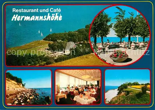 AK / Ansichtskarte Travemuende_Ostseebad Restaurant Cafe Hermannshoehe Terrasse Kueste Landschaftspanorama Travemuende_Ostseebad