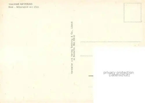 AK / Ansichtskarte Ratzeburg Dom Mittelschiff mit Chor Inselstadt Naturpark Lauenburgische Seen Ratzeburg