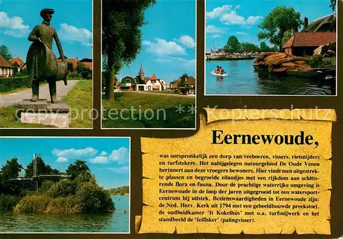 AK / Ansichtskarte Eernewoude Ned Herv Kerk Kokelhus Turfnsnijwerk en standbeeld de Ielfisker Eernewoude