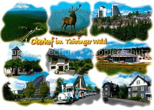 AK / Ansichtskarte Oberhof_Thueringen Sprungschanze Hirsch Touristenbahn Oberhof Thueringen