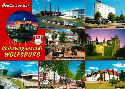 AK / Ansichtskarte Wolfsburg VW Werk Schloss Porschestrasse Wolfsgruppt Eispalast Planetarium Wolfsburg