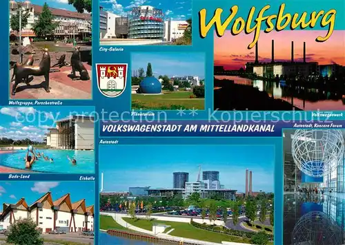 AK / Ansichtskarte Wolfsburg Wolfsgruppe Porschestrasse Planetarium VW Werk Eishalle  Wolfsburg