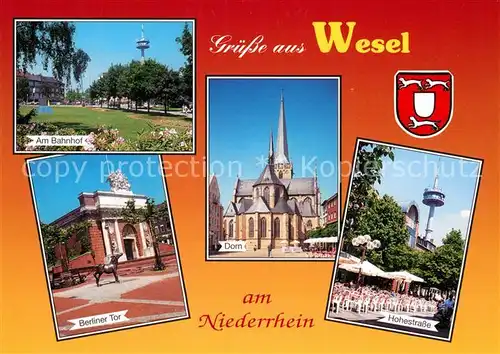 AK / Ansichtskarte Wesel_Rhein Bahnhof Dom Hohestrasse Berliner Tor Wesel Rhein