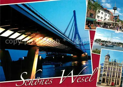AK / Ansichtskarte Wesel_Rhein Bruecke Hafen Wesel Rhein