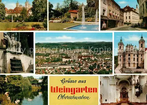 AK / Ansichtskarte Weingarten_Baden Fliegeraufnahme Brunnen Basilika Weingarten_Baden