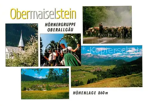 AK / Ansichtskarte Obermaiselstein Hoernergruppe Kuehe Tracht Obermaiselstein