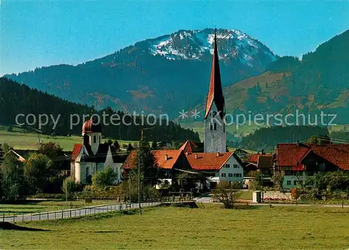 AK / Ansichtskarte Fischen_Allgaeu Kirchenpartie mit Wannenkopf Fischen Allgaeu