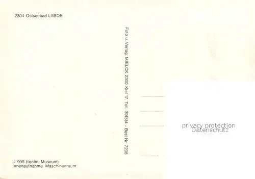AK / Ansichtskarte U Boote_Unterseeboot U 995 Innenaufnahme Maschinenraum Laboe  U Boote Unterseeboot
