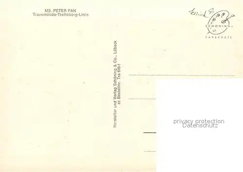 AK / Ansichtskarte Schiffe_Ships_Navires MS Peter Pan Travemuende Trelleborg Linie Schiffe_Ships_Navires