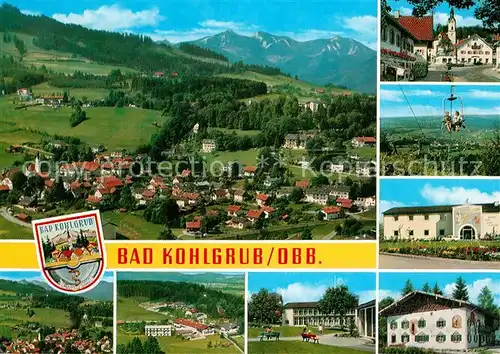 AK / Ansichtskarte Bad_Kohlgrub Gesamtansicht mit Alpenpanorama Ortsansichten Sessellift Wappen Fliegeraufnahmen Bad_Kohlgrub