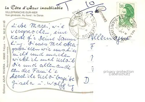 AK / Ansichtskarte Villefranche sur Mer Vue generale au fond la Darse Villefranche sur Mer