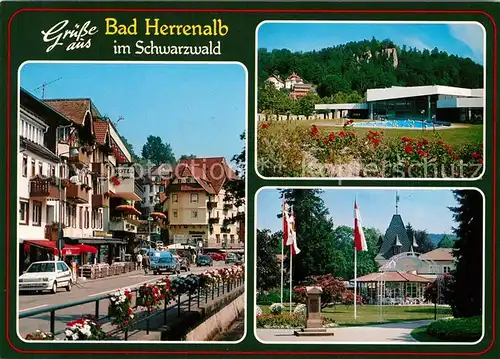 AK / Ansichtskarte Bad_Herrenalb Innenstadt Freibad Kurpark Denkmal Kurort im Schwarzwald Bad_Herrenalb