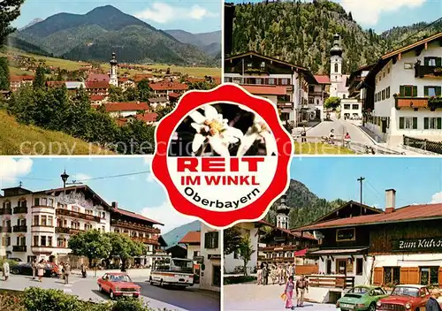 AK / Ansichtskarte Reit_Winkl Ortsansicht mit Kirche Alpen Hauptstrasse Hotel Zum Kuhstall Reit_Winkl