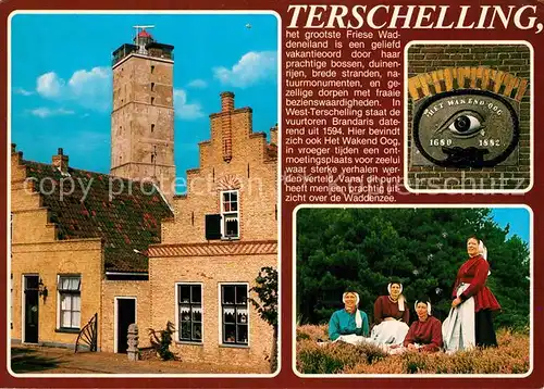 AK / Ansichtskarte Terschelling Giebelhaus Turm Trachten Terschelling