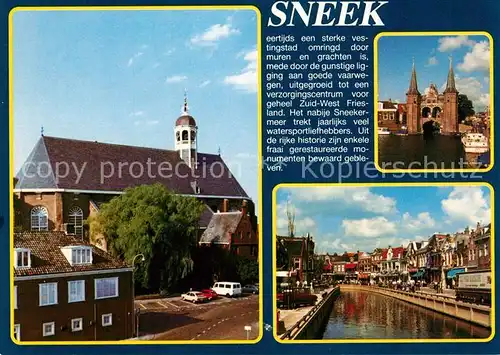 AK / Ansichtskarte Sneek Kirche Wassertor Kanal Sneek