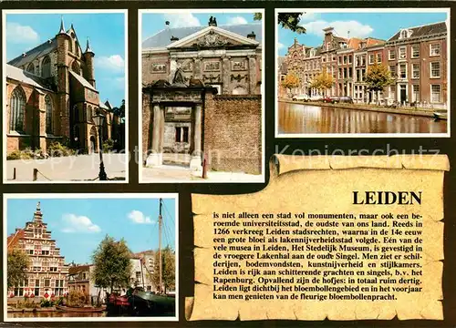AK / Ansichtskarte Leiden Kirche Historische Gebaeude Portal Hafen Leiden