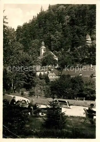 AK / Ansichtskarte Oybin Blick aus den Anlagen auf die Kirche Berg Oybin Zittauer Gebirge Oybin