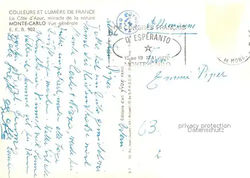 AK / Ansichtskarte Monte Carlo Vue generale Cote d Azur Monte Carlo