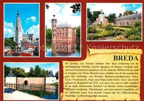 AK / Ansichtskarte Breda_Noord Brabant Onze Lieve Vrouwekerk Begijnhof Kasteel van Breda Mariakapel Breda Noord Brabant
