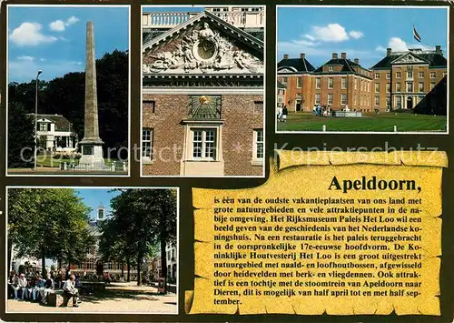 AK / Ansichtskarte Apeldoorn Obelisk Rijksmuseum Palais Het Loo  Apeldoorn