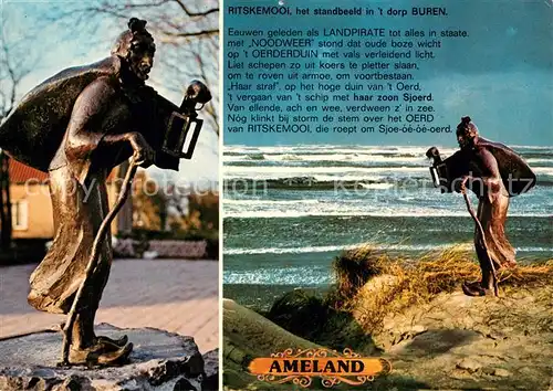 AK / Ansichtskarte Ameland Ritskemool het standbeeld in t dorp Buren Ameland