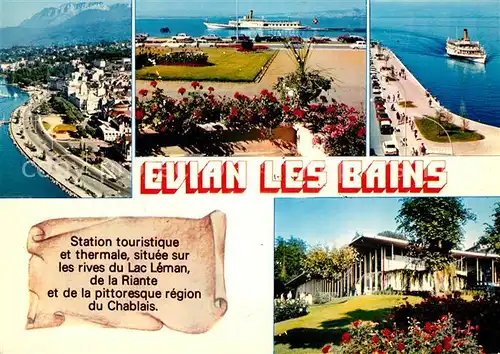AK / Ansichtskarte Evian les Bains_Haute_Savoie Station thermale situee sur les rives du Lac Leman de la Riante Evian les Bains_Haute