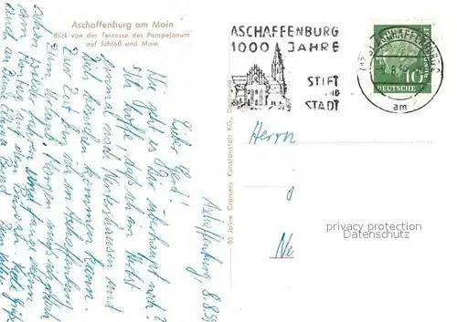 AK / Ansichtskarte Aschaffenburg_Main Schloss Mainpartie Terrasse des Pompejanums Aschaffenburg Main