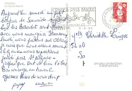 AK / Ansichtskarte Itxassou Ceuillette des cerises La Nive Rocher du Pas de Roland Legende Itxassou