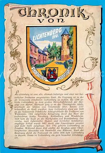 AK / Ansichtskarte Lichtenberg_Oberfranken Chronik der Stadt Wappen Siegel Lichtenberg Oberfranken