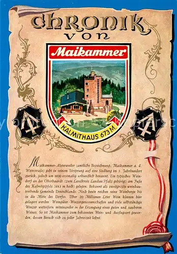 AK / Ansichtskarte Maikammer Chronik der Stadt Kalmithaus Siegel Maikammer