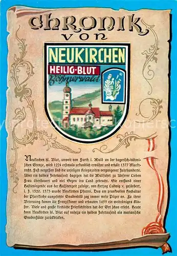 AK / Ansichtskarte Neukirchen_Heilig_Blut Kirche Chronik der Stadt Wappen Siegel Neukirchen_Heilig_Blut