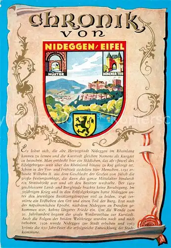AK / Ansichtskarte Nideggen_Eifel Chronik der Stadt Wappen Siegel Nideggen Eifel