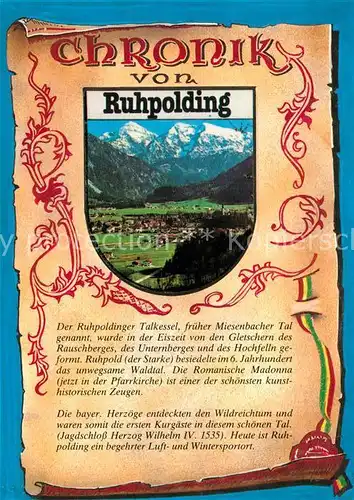 AK / Ansichtskarte Ruhpolding Talkessel Alpen Chronik der Stadt Siegel Ruhpolding
